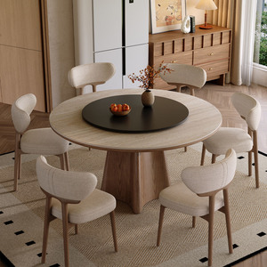 Set da Pranzo Moderno Nordico di Lusso, Tavolo Rotondo in Pietra Sinterizzata con 6 Sedie <span class=keywords><strong>per</strong></span> Casa, Cucina e Ristorante - Product Image 3