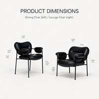 Chaises de salle à manger ergonomiques en cuir de style nordique moderne et luxueux avec dossier en tissu Teddy et design bouclé de luxe