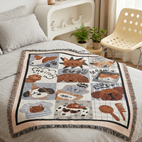 Couverture tissée jacquard personnalisée motif chat/chien, en coton/polyester, avec franges, pour canapé, tapisserie murale, décoration intérieure