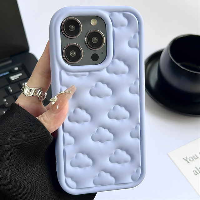 Cute 3D Clouds Soft Silicone Case for iPhone 15 Pro Max 11 12 13 14 Pro Max XS XR X 7 8 Plus Shockproof Protective Cover
