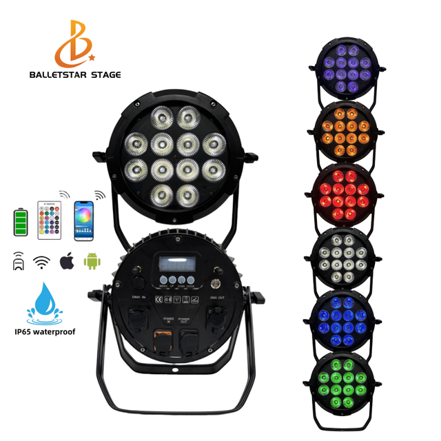 IP65 Waterproof up Lighting 12*18W RGBWA UV 6in1 Wireless Dmx Battery Powered Led Par Light for Stage Effects Outdoor Decorate