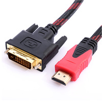 Pour vers DVI haute définition 4K câble 1.5m adaptateur audio TV interchangeable rouge noir maille tressée veste en PVC