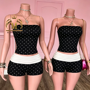 New Trendy Cute Women Outfits Crop <strong>Top</strong> <strong>and</strong> <strong>Shorts</strong> 2 Piece <strong>Set</strong> <strong>Lady</strong> Sexy Y2K Two Piece <strong>Set</strong> Summer Polka Dots Women's Clothing - Product Image 1