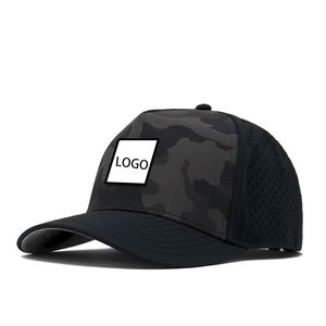 Casquette de baseball en nylon à 5 panneaux personnalisée en gros, style sportif avec trous découpés au laser, logo en PVC et caoutchouc imperméable, casquette ajustée pour le sport - Product Image 3