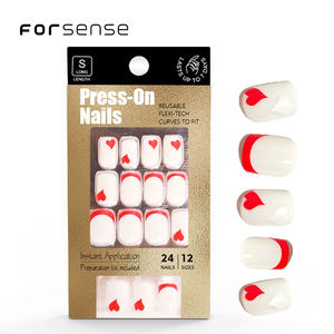 Carré court vente en gros-presse-sur-ongles inspiré designer ongles artificiels marque privée rouge français pointe faux ongles <span class=keywords><strong>manucure</strong></span> - Product Image 1