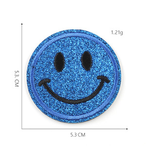 Prêt à Expédier Patchs Brodés Fer à Coudre sur Sourire Patchs à Paillettes Mignon Chenille Sourire Visage <span class=keywords><strong>Patch</strong></span> - Product Image 6