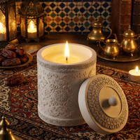 Pot à bougie vide gaufré islamique fait main pour la fabrication de bougies, support de bougie en béton multifonctionnel pour rangement de bureau