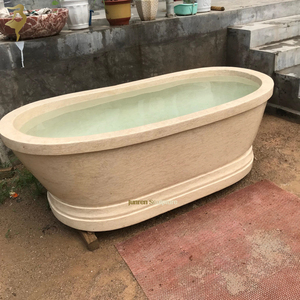 Giá rẻ tự nhiên màu be đá cẩm thạch bồn tắm <span class=keywords><strong>gohera</strong></span> màu be đá vôi đá cẩm thạch bồn tắm freestanding - Product Image 2