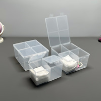 Boîte en plastique avec deux couvercles à 4 compartiments pour ranger les accessoires de maquillage, les coton-tiges, les faux cils, les petits accessoires, transparente et réutilisable