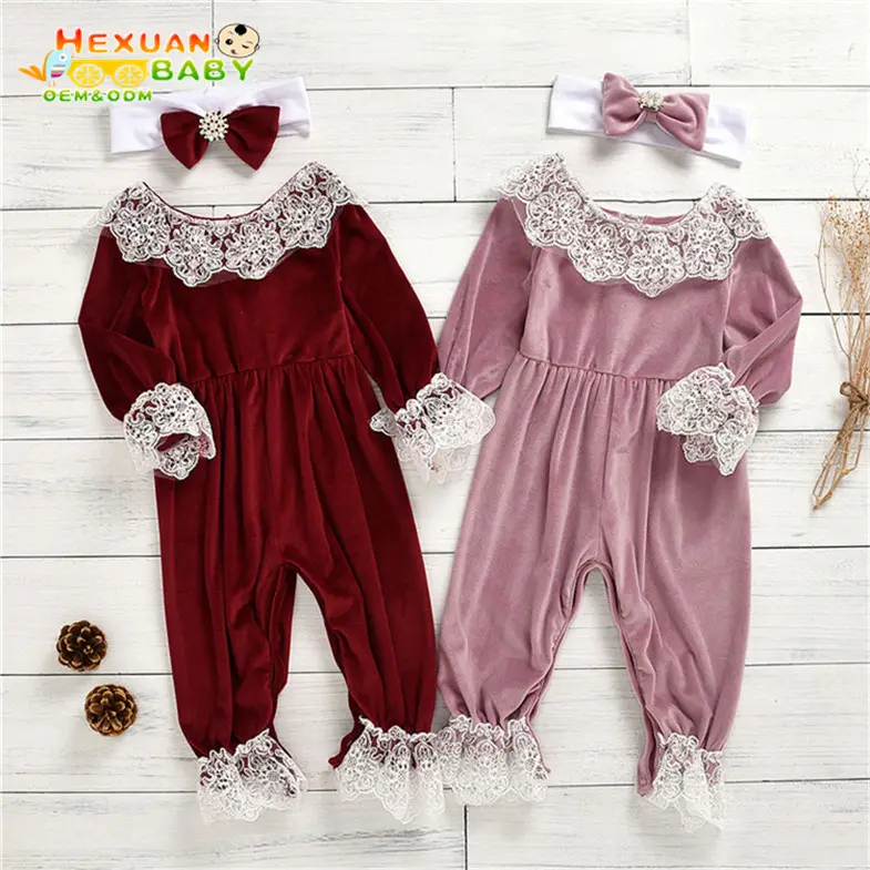 Bán Buôn Sơ Sinh Bé Gái Ren Romper Bodysuit Trang Phục Quần Áo