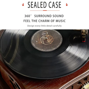 Lecteur de disque de bureau en bois, design vintage haut de gamme, <span class=keywords><strong>vinyle</strong></span> et gramophone, stylet à aiguille, plateau tournant, phonographe - Product Image 6