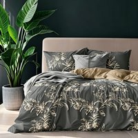 Parure de lit à imprimé floral, blanc et gris, housse de couette moderne de qualité hôtelière de luxe avec 2 taies d'oreiller, vente en gros, haute qualité