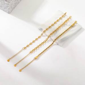 Cadenas de Pulsera de Acero Inoxidable Chapadas en Oro Surtidas Que No Se Deslustran |   Cadena de cuerda, tipo serpiente |   Pulsera de Caja | Cadenas para la Fabricación de Joyería - Product Image 3