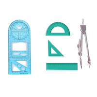 Ensemble de dessin géométrique multifonctionnel : compas métallique, règle, rapporteur, kit de géométrie triangulaire pour étudiants, fournitures scolaires, cadeau