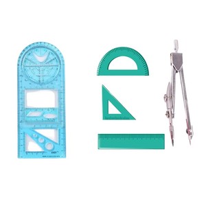 Set da Disegno Geometrico Multifunzionale con Compasso in Metallo, Righello, Goniometro e Triangolo - Kit Matematico per Studenti, Regalo di Cancelleria Scolastica - Product Image 1