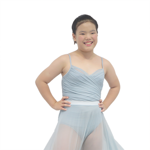 <span class=keywords><strong>Justaucorps</strong></span> de ballet gris clair <span class=keywords><strong>avec</strong></span> motif plissé croisé et jupe en tulle Vêtements de danse pour filles confortables pour l'entraînement et la performance - Product Image 2