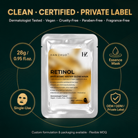 Masque en tissu non tissé au rétinol 0,3% anti-âge, sans parfum, anti-rides, éclaircissant, hydratant, essence, OEM, marque privée