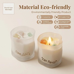 Velas Aromáticas de Cera de Soja de Grado de Exportación con Cristales y Piedras, en Vasos de Vidrio de Colores, Sets de Regalo - Product Image 1