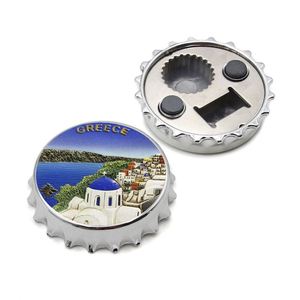 Custom Wedding White Plastic Beer Cap Shape Magnetic Metal Bottle Opener <b>Fridge</b> Magnet - Product Image 4