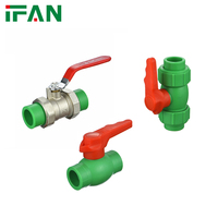 IFAN High Temperature PPR Plumbing Fittings Green Control Water PPR Ball Valve With Brass Valve