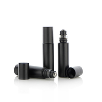 Flacon Roll-on Populaire en Verre Noir Dépoli Mat avec Bouchon à Vis pour Cosmétiques, Soins de la Peau, Huiles Essentielles et Parfums 10ml