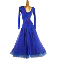 Fabrication chinoise Sexy bleu marine danse de salon longues robes femmes adulte compétition
