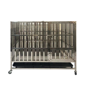 Cage pour chien en acier inoxydable rectangulaire polie durable pour chiens de grande taille avec porte coulissante horizontale - Product Image 4