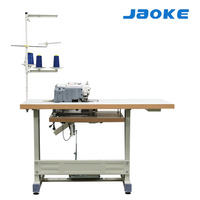 Machine à surjeter industrielle entièrement automatique JAOKE à lit plat, en fer et plastique, 3/4/5 fils, avec coupe-fil automatique et coupe-bord, alimentation différentielle