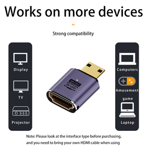 Factory Wholesale Micro <strong>HDMI</strong> to <strong>HDMI</strong> Adapter Mini <strong>HDMI</strong> Male 8K HD Audio Transfer TV Computer <strong>Converter</strong> With Indicator - Product Image 4