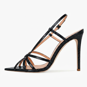 Sandales à talons aiguilles métalliques effet serpent pour femmes, à brides croisées, talon haut, pour soirées glamour, vente en gros OEM - Product Image 5