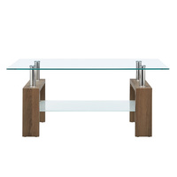 Table basse pour salon, table basse en MDF et verre trempé, table basse en bois moderne, fabricants de tables basses