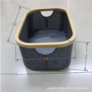 Factory-made custom bamboo hoop fabric <b>basket</b>, 600D Oxford cloth laundry <b>basket</b>, <b>foldable</b> bathroom storage box. - Product Image 4