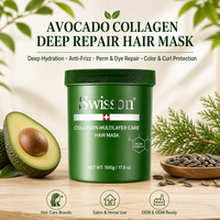 Masque capillaire nourrissant au collagène d'avocat OEM, réparation des dommages, sans sulfate, beauté écoresponsable, soin capillaire pour cheveux abîmés, décolorés et bouclés
