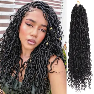 AliLeader 24 fios 14 18 24 Polegada Ombre deusa sintética falso locs encaracolado tranças de crochê Boho rio locs extensões de cabelo de crochê