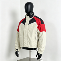 Blouson de course rétro pour homme, coupe-vent colorblock, col montant, fermeture éclair, streetwear, nylon léger, logo personnalisé OEM 180 g/m²