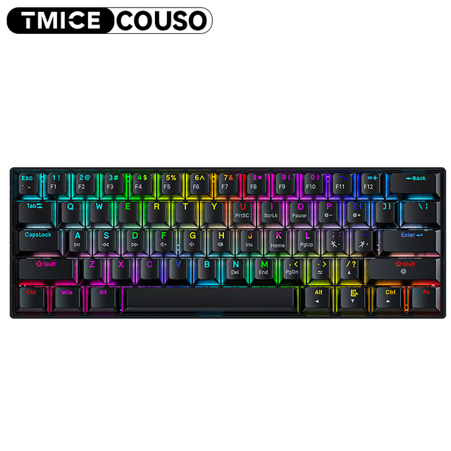 60% Wireless Mechanical Keyboard Brown Switch RGB Bluetooth/2.4Ghz/Wired 3-Mode 61 Keys Compact Red Switch Gaming Keyboard