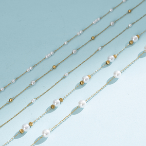 Collier élégant en pierre naturelle pour femme, plaqué or PVD, hypoallergénique, élégant, pour mariée, quotidien, bureau, bijoux glamour - Product Image 2