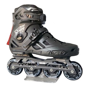 Patins à roulettes en ligne pour adultes Freestyle Slalom Hard Boot 4WD, matériau professionnel des roues en aluminium, châssis en aluminium, matériau PU, chaussures de patinage - Product Image 2