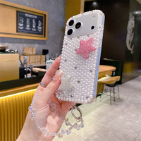 Coque de téléphone Coquette Y2K scintillante avec perles, strass et étoiles pour iPhone 18 17 Pro Max 16 15 14 13, avec dragonne en cristal et protection intégrale