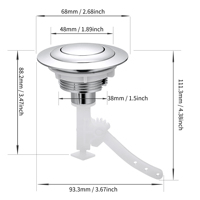 T2106 Bouton poussoir de toilette à une chasse en ABS français personnalisable