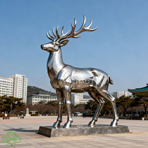 SENZHAO Customizable <b>Large</b> Stainless Steel Deer Sculpture Geometric Polished Metal Elk Statue for <b>Garden</b> Commercial Decoration - Product Image 3