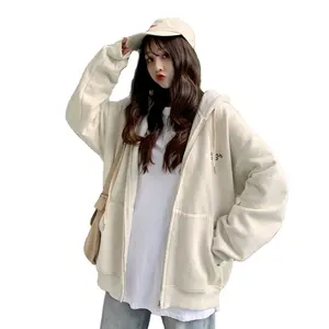 GOTS und TÜV Custom Bio-Baumwolle Mode Aus gezeichnete Qualität Languid Lazy Loose Cardigan Lady Casual Hoodies