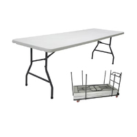 Table de repas rectangulaire pliable en plastique HDPE de 6 pieds, portable, pour événements en plein air dans la cour