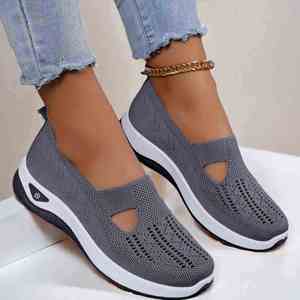 Soft Sole Knitted Slip-On Sneakers Women Breathable Comfort Casual Sports Lightweight Hollow Mesh <b>Flats</b> Summer Anti-Slippery - Product Image 3