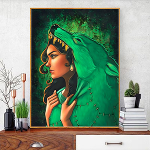 New Arrival Girl <strong>Wolf</strong> Pattern Custom <strong>Portrait</strong> Canvas Wall Painting DIY 5D Diamond Painting for Indoor Wall Decor - Product Image 2