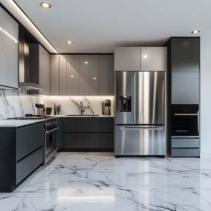 Conjunto de muebles de armario de cocina moderno de madera de roble macizo modular de lujo listo para montar - Product Image 1