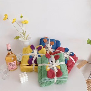 Juego de toallas suaves para baño de bebé, conjunto de <span class=keywords><strong>toalla</strong></span> de terciopelo Coral con estampado de animales de dibujos animados, cómoda - Product Image 4