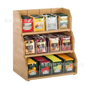 Caja de Almacenamiento para Bolsitas de Té de Bambú, Estante de Madera de Tres Niveles para Café, Organizador de Cocina, Conservación de Frescura - Product Image 2