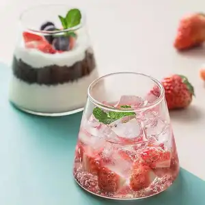 귀여운 높은 붕규산 투명 크리에이티브 아이스크림 와인 음료 마시는 유리 커피 컵 샷 안경 껍질 질감 위스키 유리