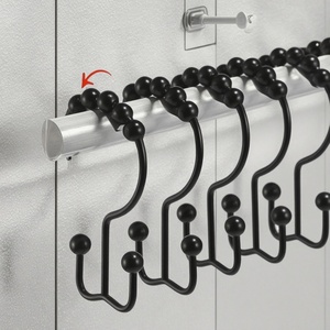 Crochets de rideau de douche double face, anti-rouille, pour tringles de douche de salle de bain - Product Image 1